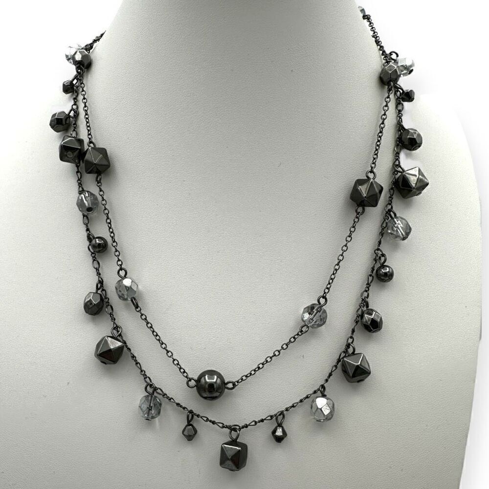 Express Silver toned 2 tier on a chain necklace